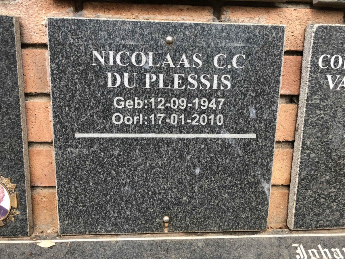 PLESSIS Nicolaas C.C., du 1947-2010