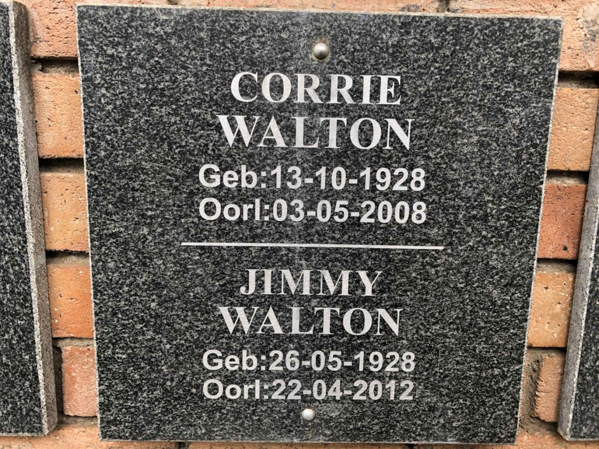 WALTON Jimmy 1928-2012 &amp; Corrie 1928-2008