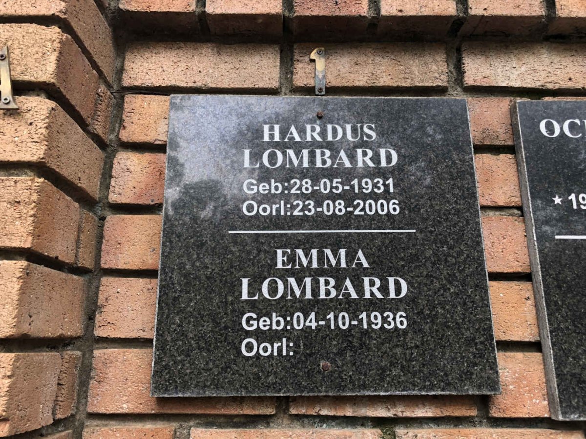LOMBARD Hardus 1931-2006 &amp; Emma 1936-