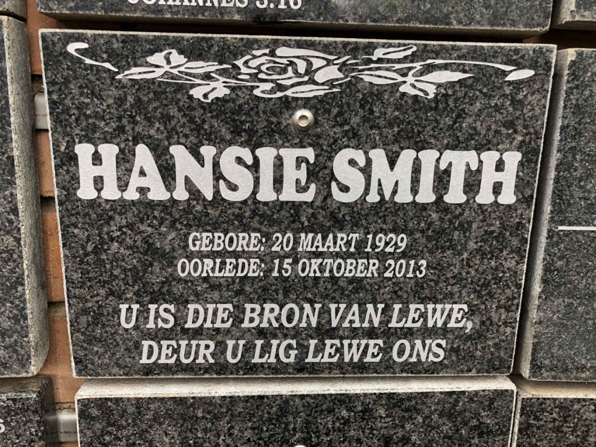 SMITH Hansie 1929-2013