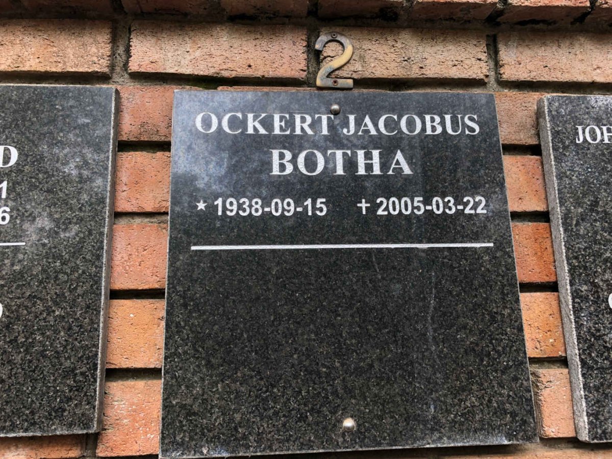 BOTHA Ockert Jacobus 1938-2005