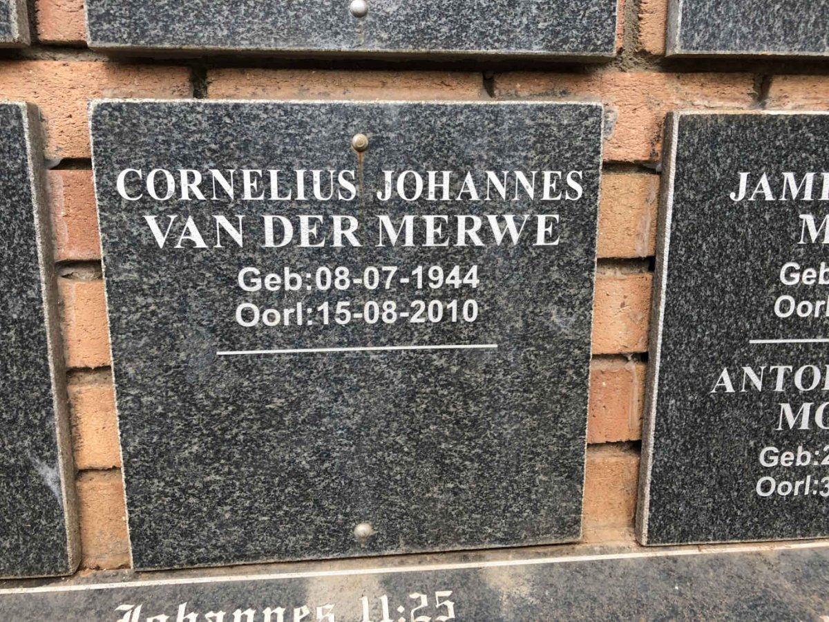 MERWE Cornelius Johannes, van der 1944-2010