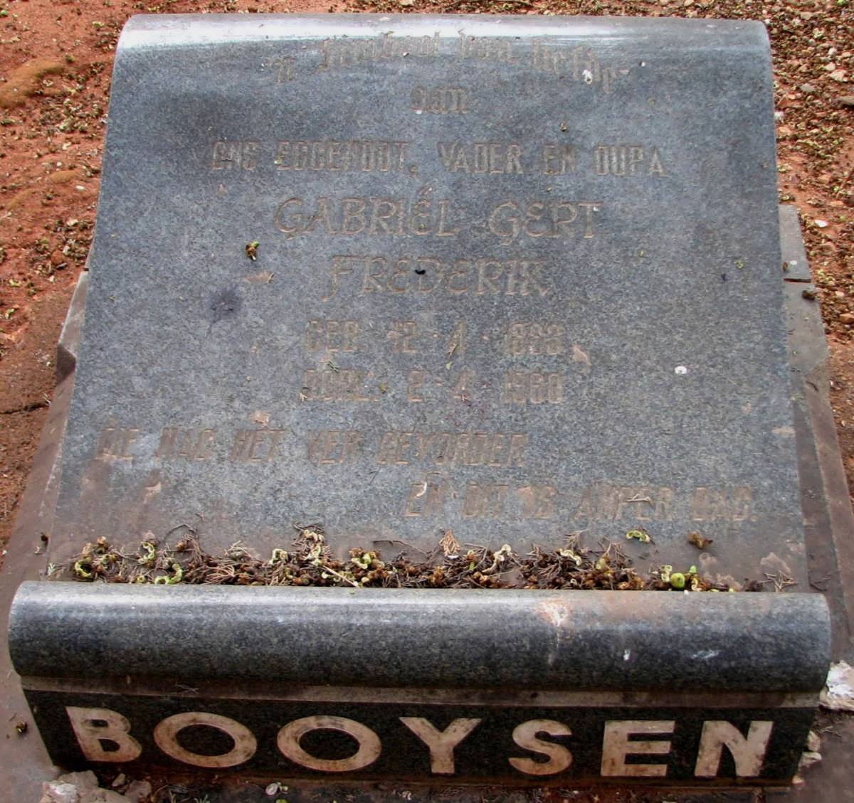 BOOYSEN Gabriel Gert Frederik 18?3-1960