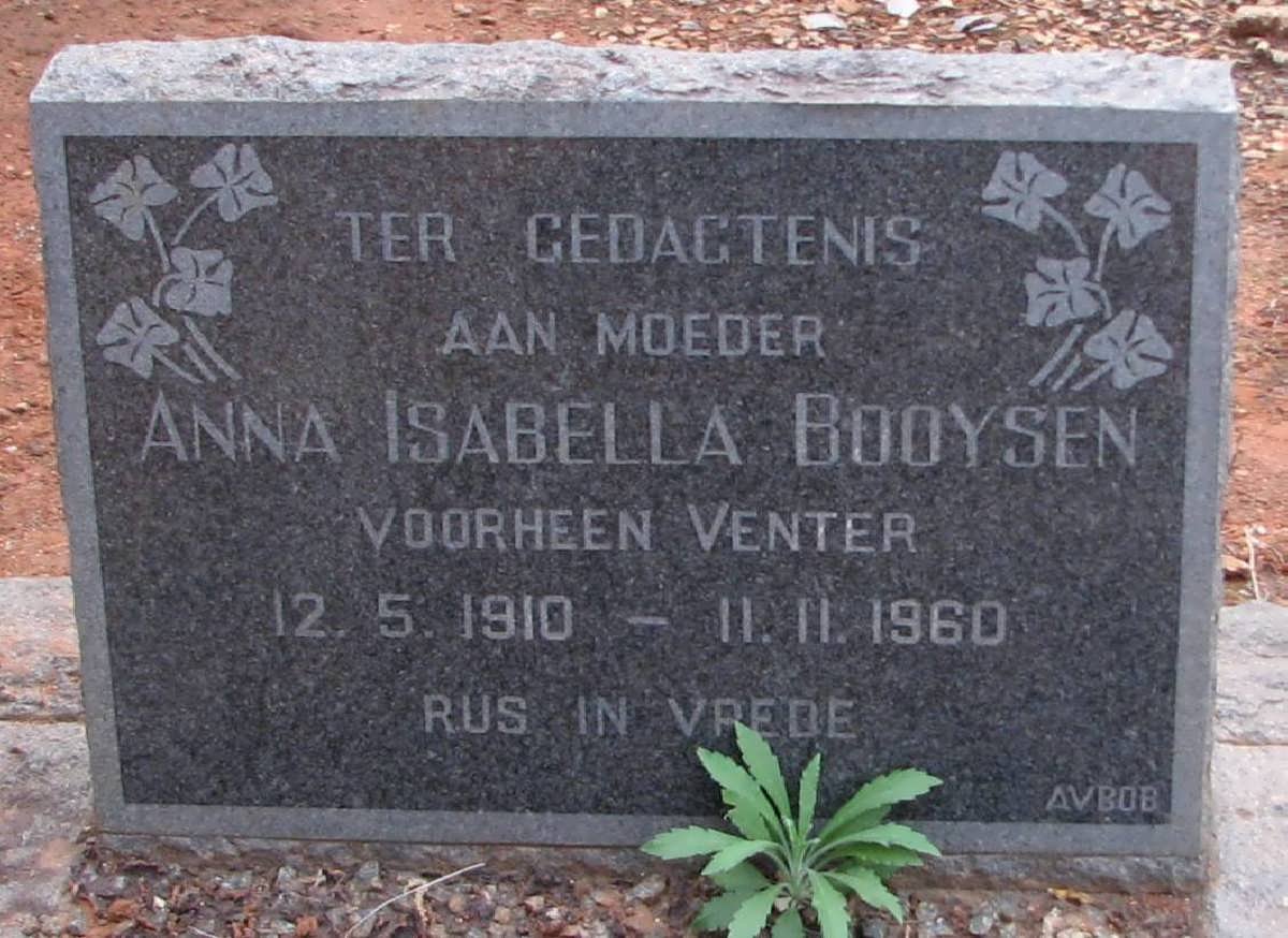 BOOYSEN Anna Isabella voorheen VENTER 1910-1960