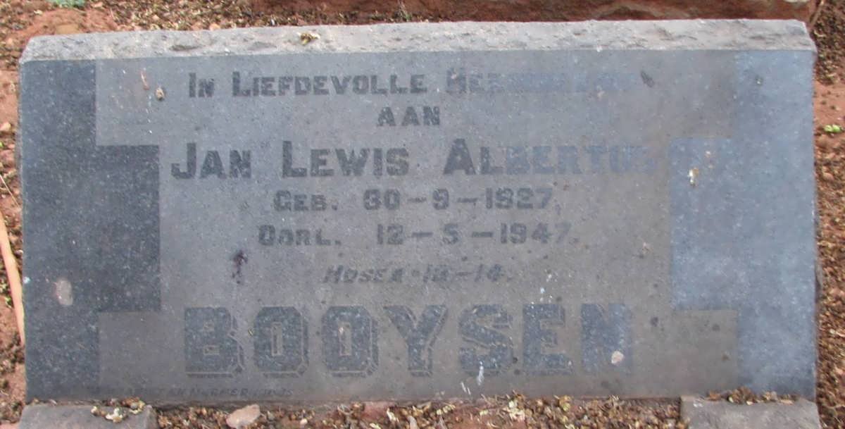 BOOYSEN Jan Lewis Albertus 1927-1947