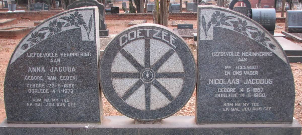 COETZEE Nicolaas Jacobus 1887-1960 &amp; Anna Jacoba VAN EEDEN 1888-1973