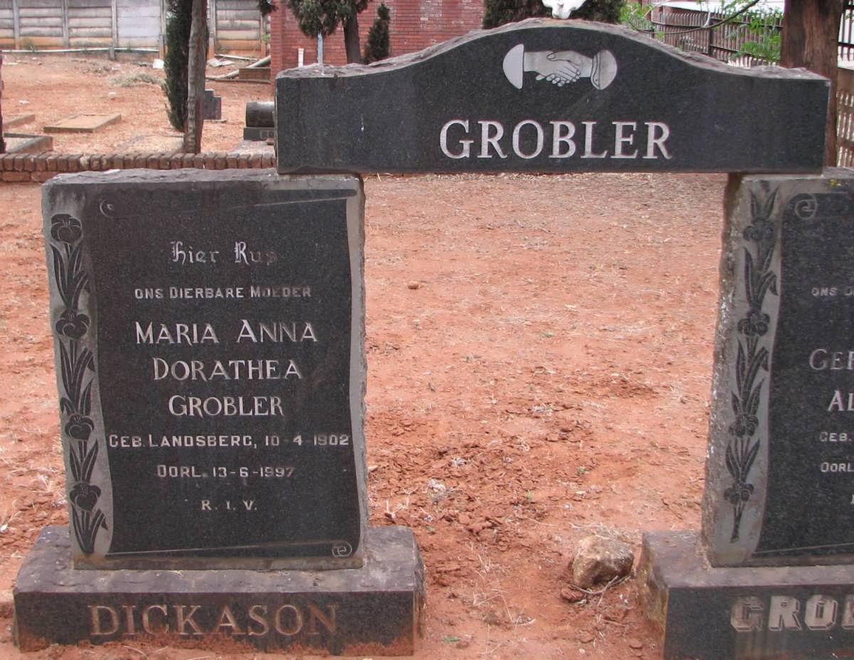 DICKASON Maria Anna Dorathea voorheen GROBLER nee LANDSBERG 1902-1997