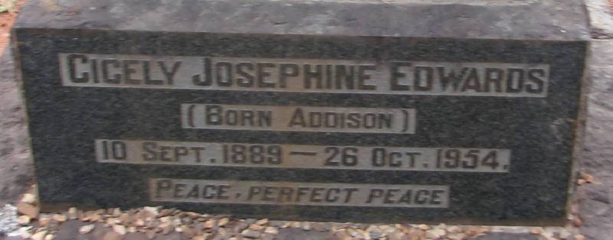 EDWARDS Cicely Josephine nee ADDISON 1889-1954
