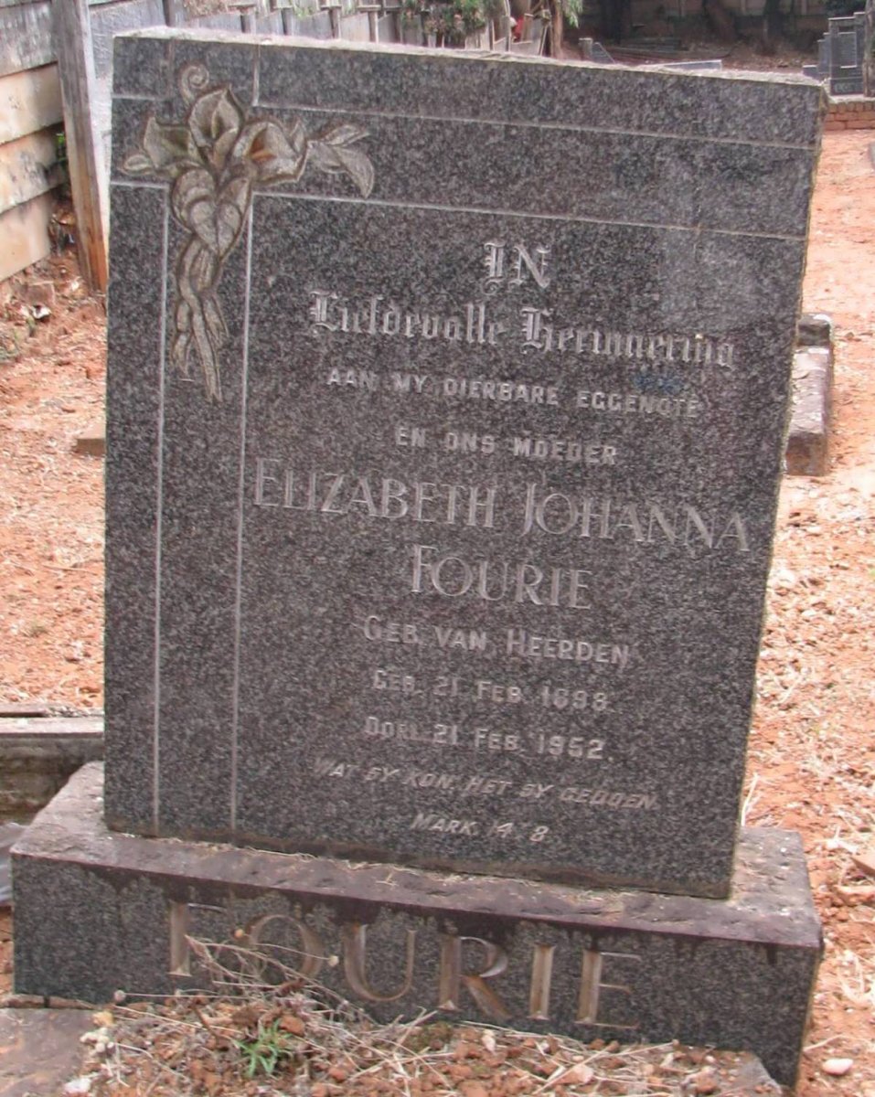 FOURIE Elizabeth Johanna nee VAN HEERDEN 1898-1952