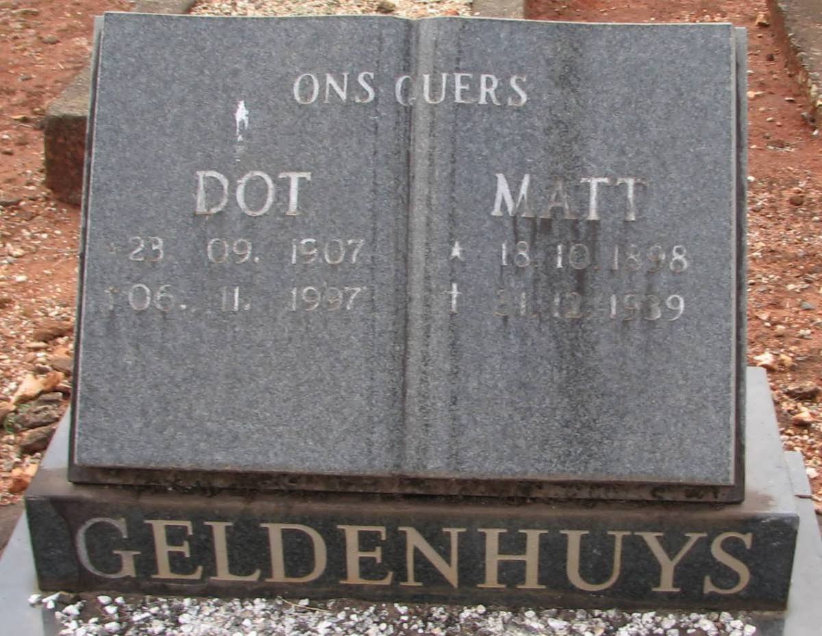 GELDENHUYS Matt 1898-1939 &amp; Dot 1907-?