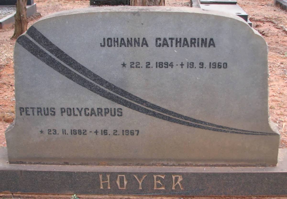 HOYER Petrus Polycarpus 1882-1967 &amp; Johanna Catharina 1894-1960