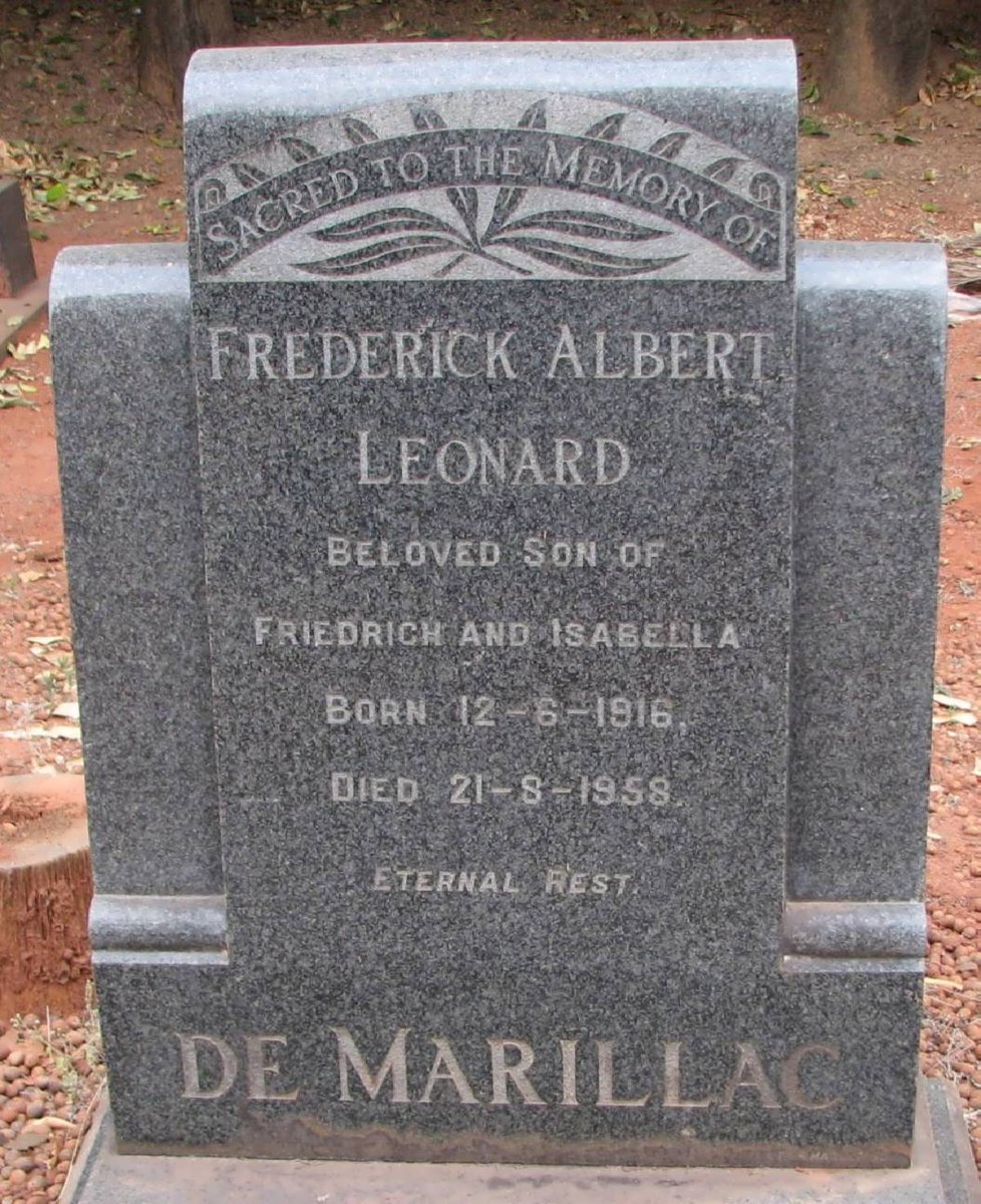 MARILLAC Frederick Albert Leonard, de 1916-1958