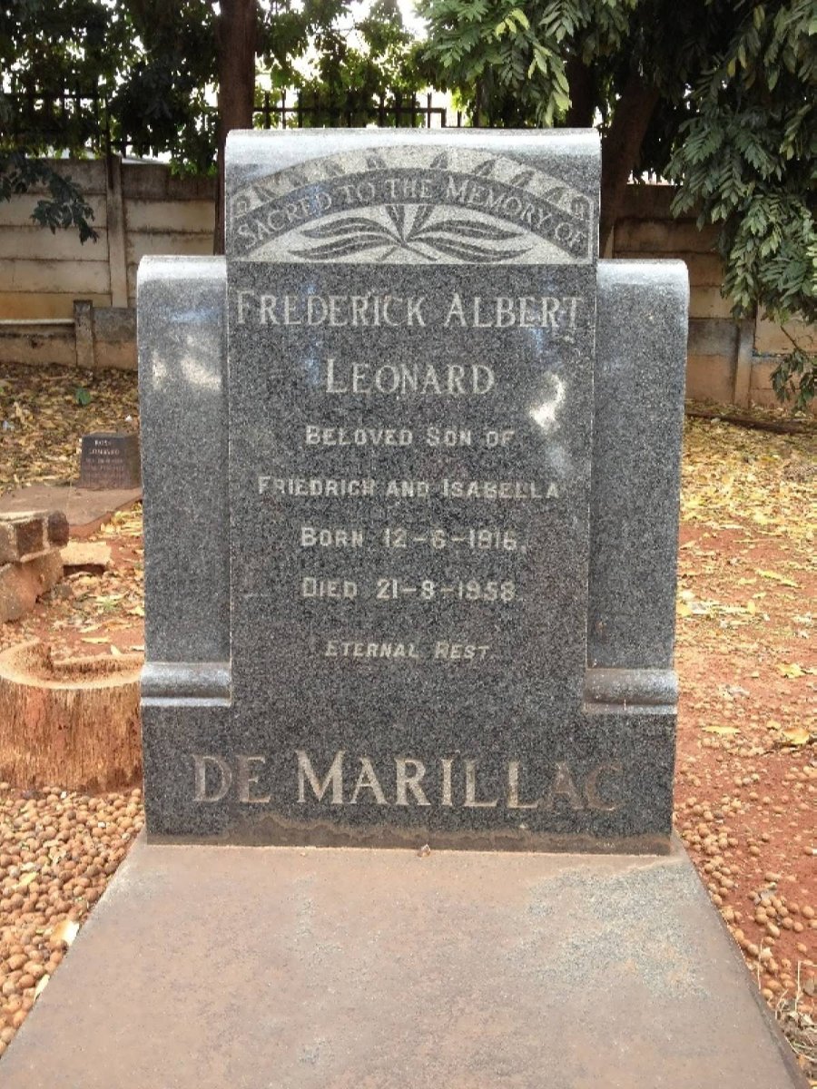 MARILLAC Frederick Albert Leonard, de 1916-1958