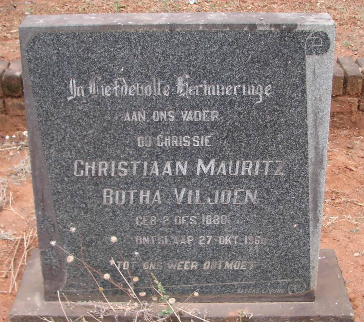 VILJOEN Christiaan Mauritz Botha 1889-196?