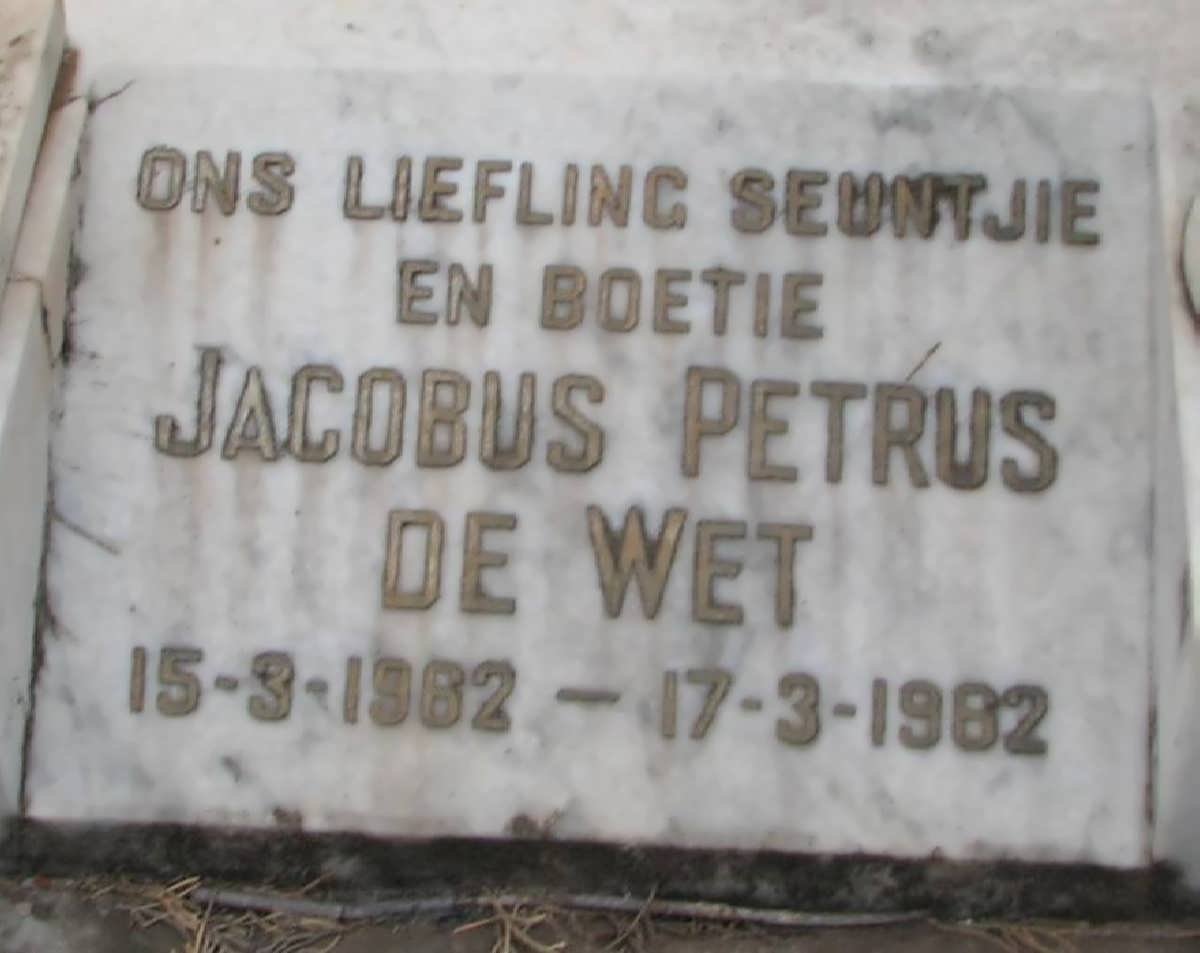 WET Jacobus Petrus, de 1962-1962
