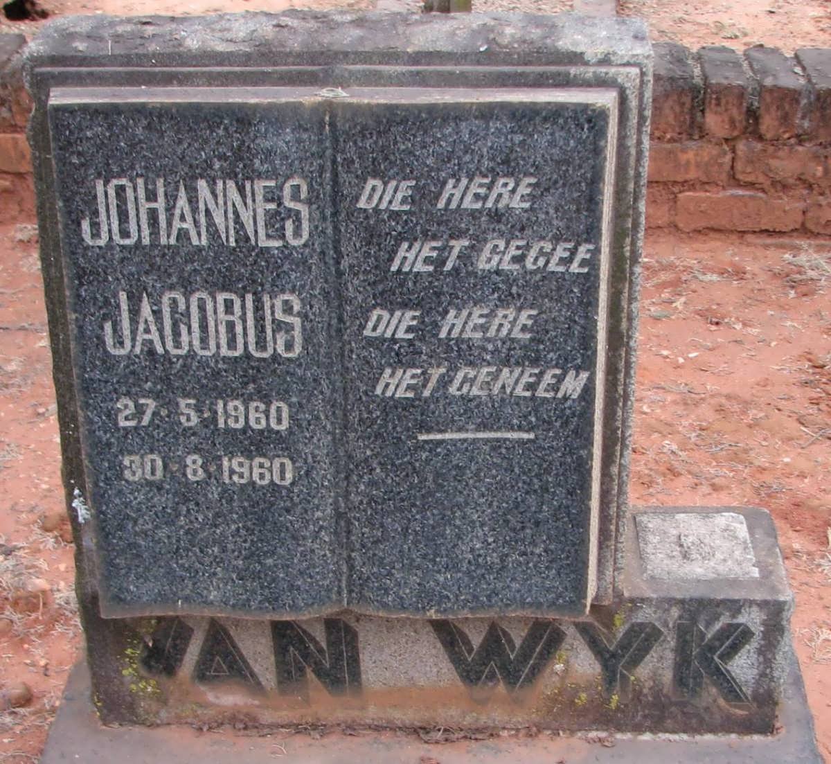 WYK Johannes Jacobus, van 1960-1960