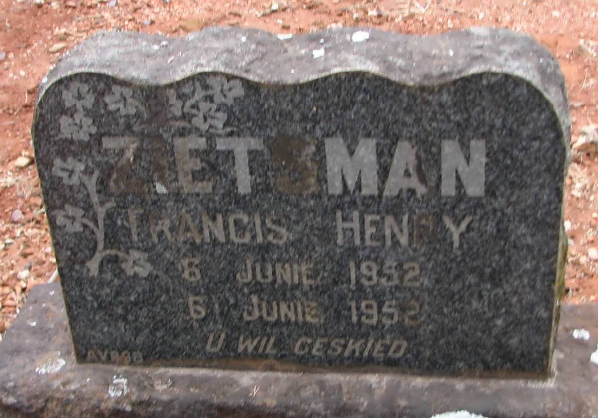 ZIETSMAN Francis Henry 1952-1952