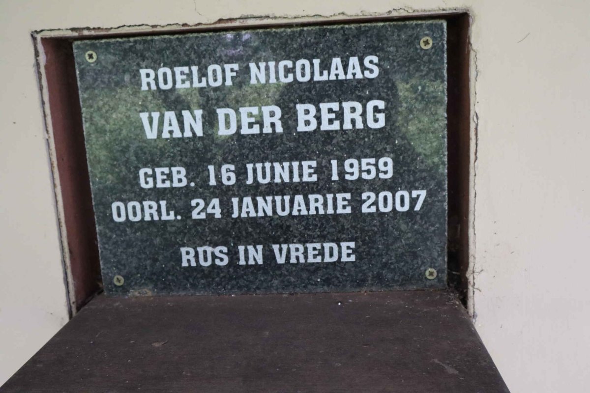 BERG Roelof Nicolaas, van der 1959-2007