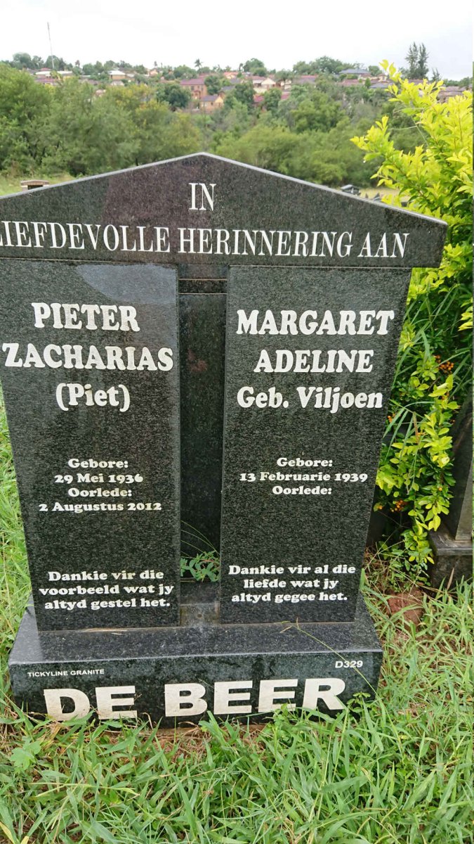 BEER Pieter Zacharias. de 1936-2012 &amp; Margaret Adeline VILJOEN 1939-