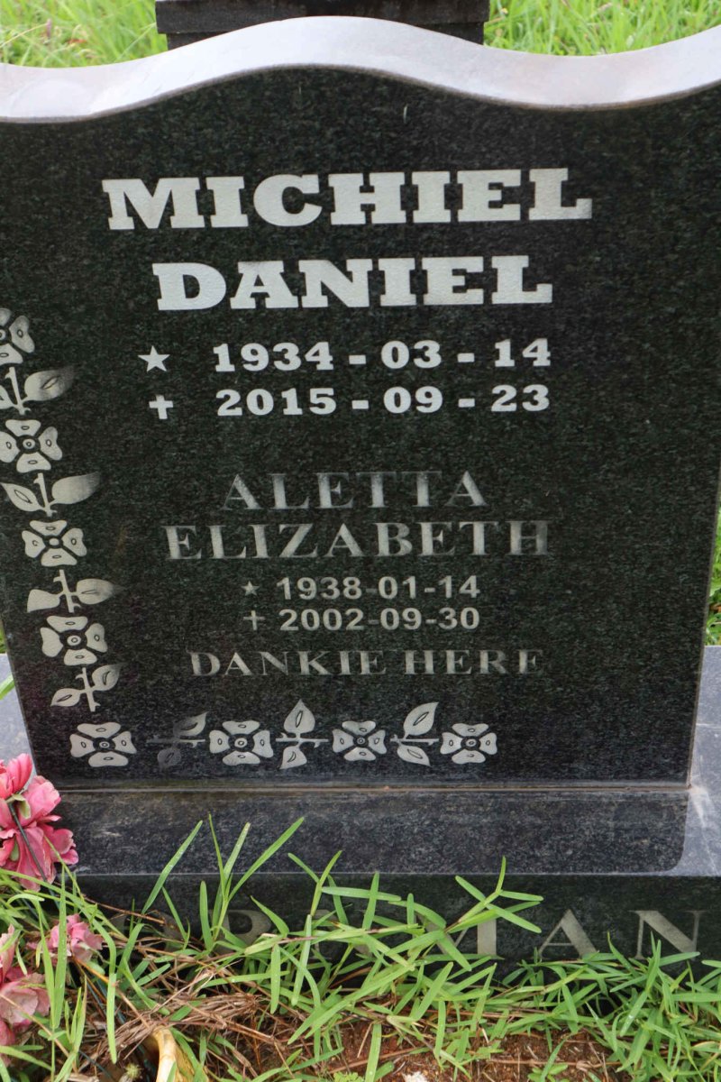 BORNMAN Michiel Daniel 1934-2015 &amp; Aletta Elizabeth 1938-2002