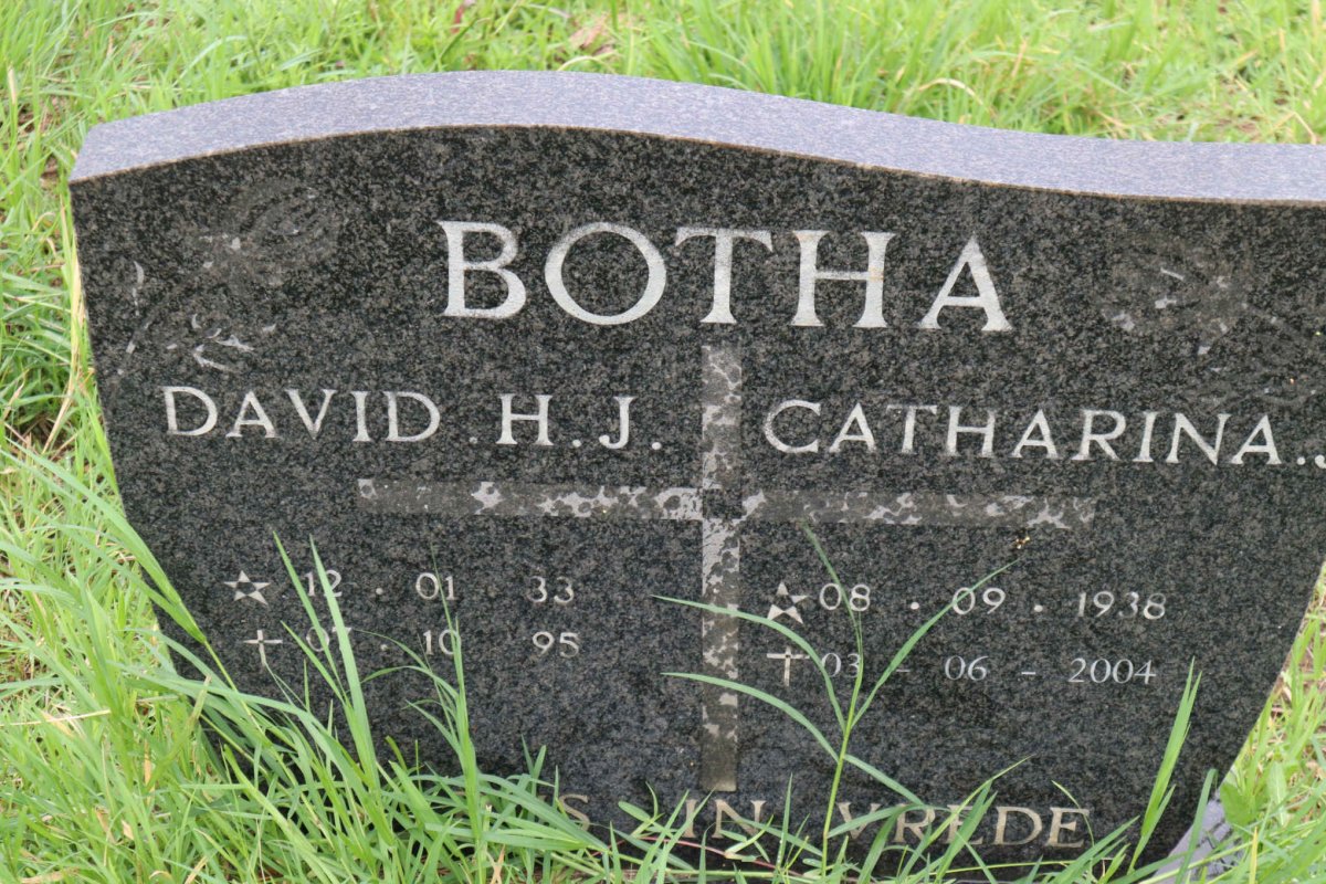 BOTHA David H.J. 1933-1995 &amp; Catharina 1938-2004