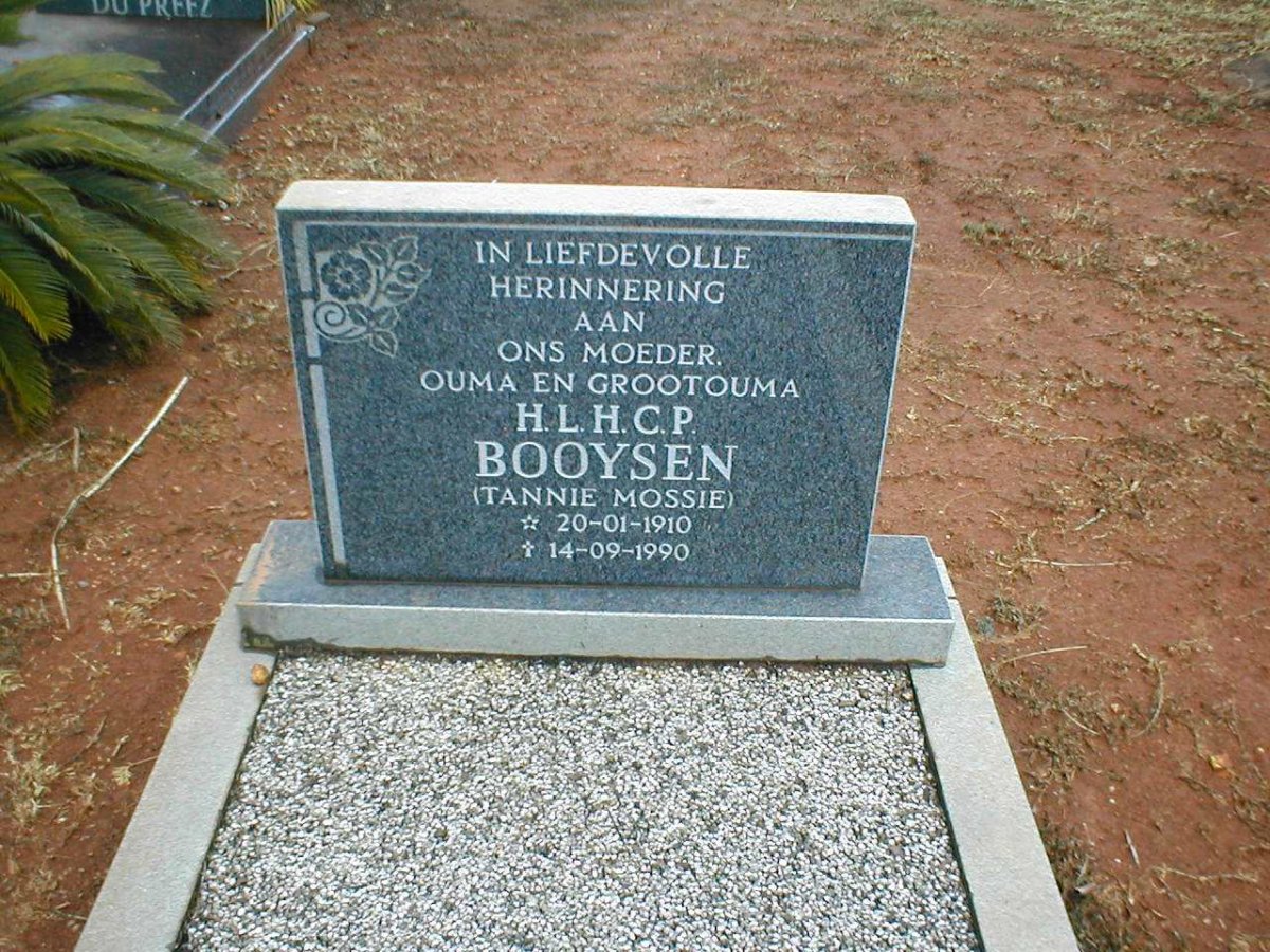 BOOYSEN H.L.H.C.P. 1910-1990