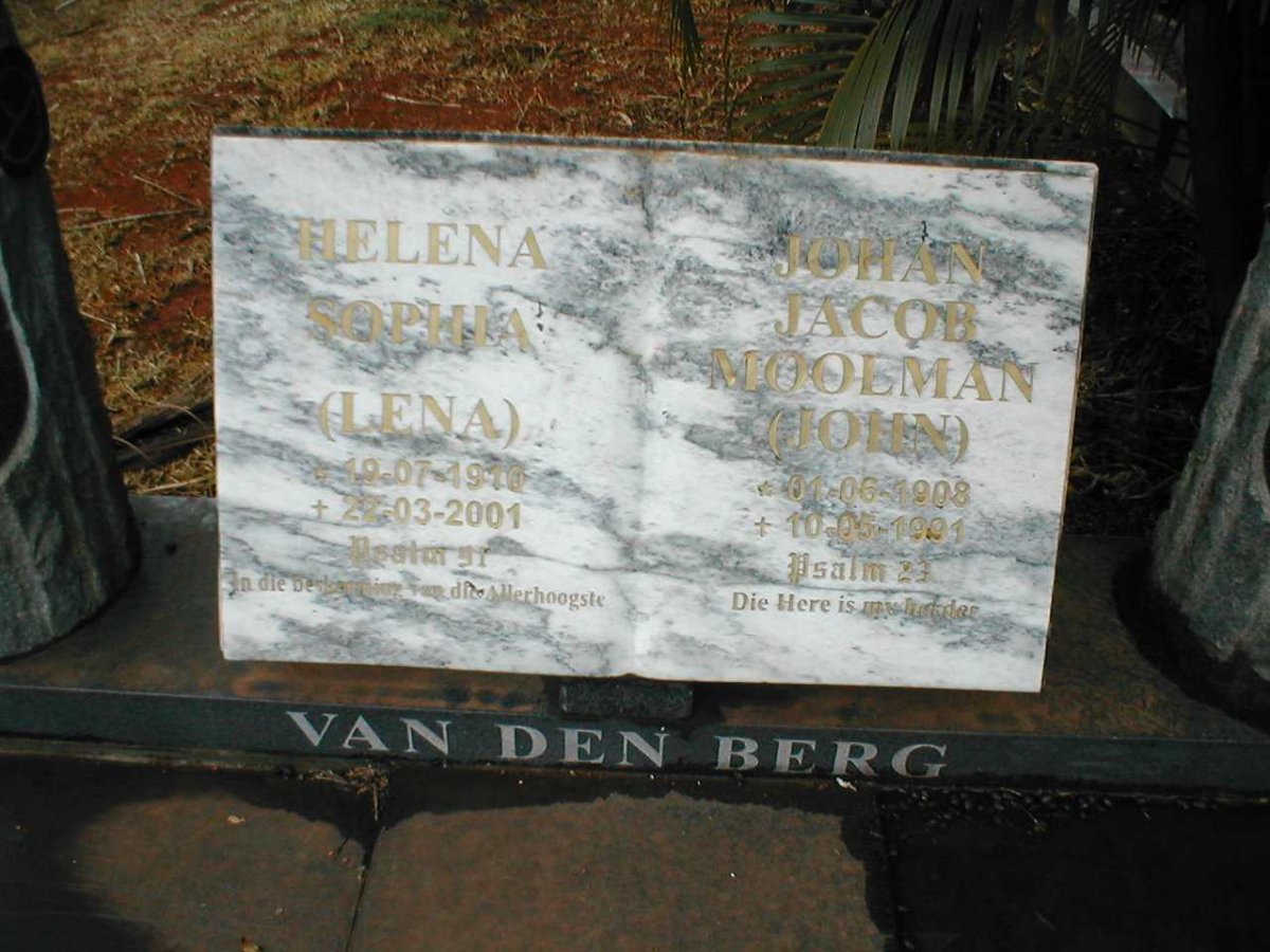 BERG Johan Jacob Moolman, van den 1908-1991 &amp; Helena Sophia 1910-2001