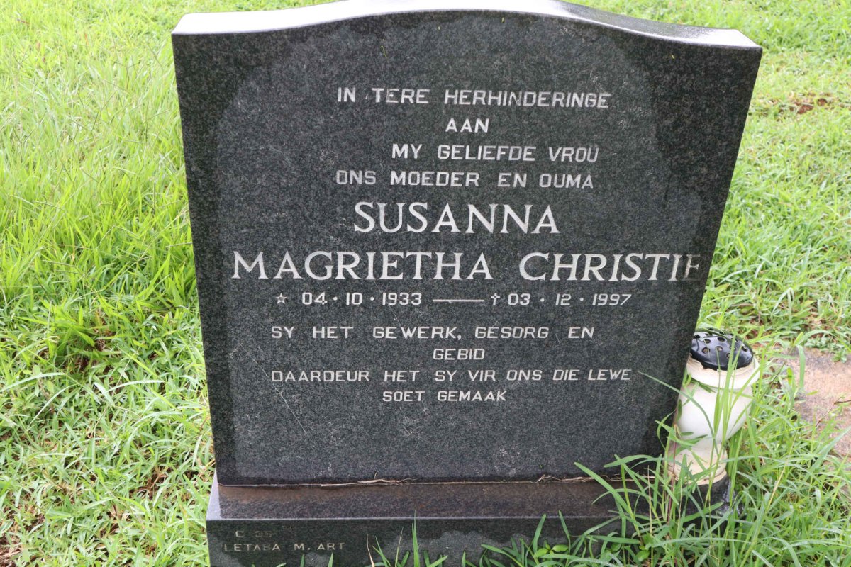 CHRISTIE Susanna Magrietha 1933-1997