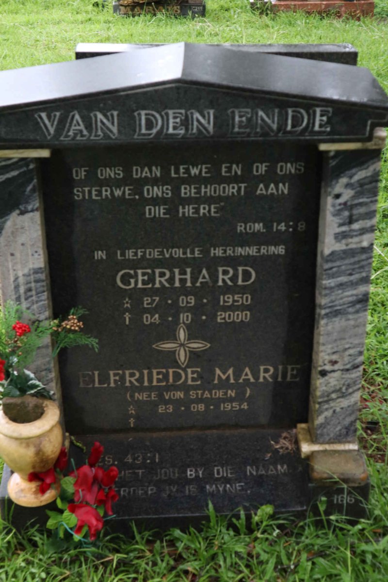 ENDE Gerhard, van den 1950-2000 &amp; Elfriede Marie VON STADEN 1954-