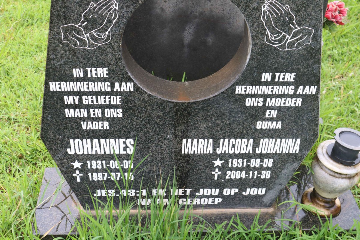 EHLERS Johannes 1931-1997 &amp; Maria Jacoba Johanna 1931-2004[b]