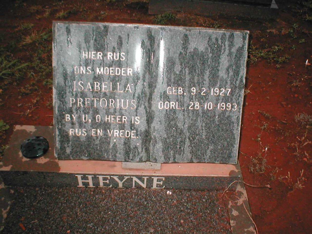 HEYNE Isabella geb. PRETORIUS 1927-1993