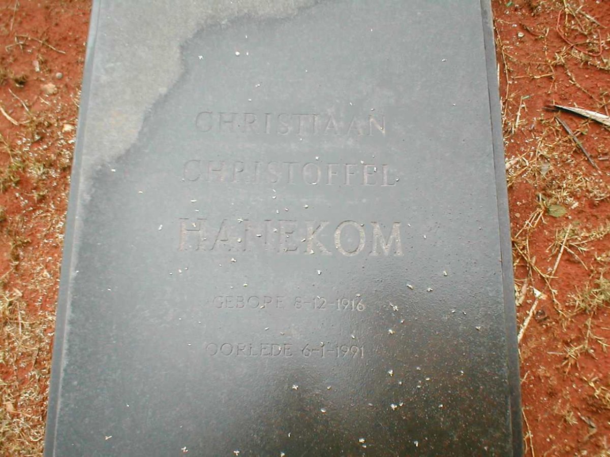 HANEKOM Christiaan Christoffel 1916-1991