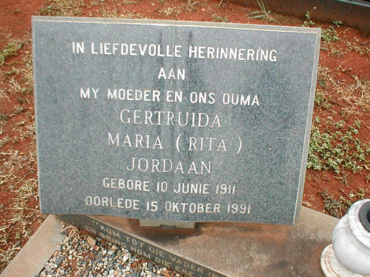 JORDAAN Gertruida Maria 1911-1991
