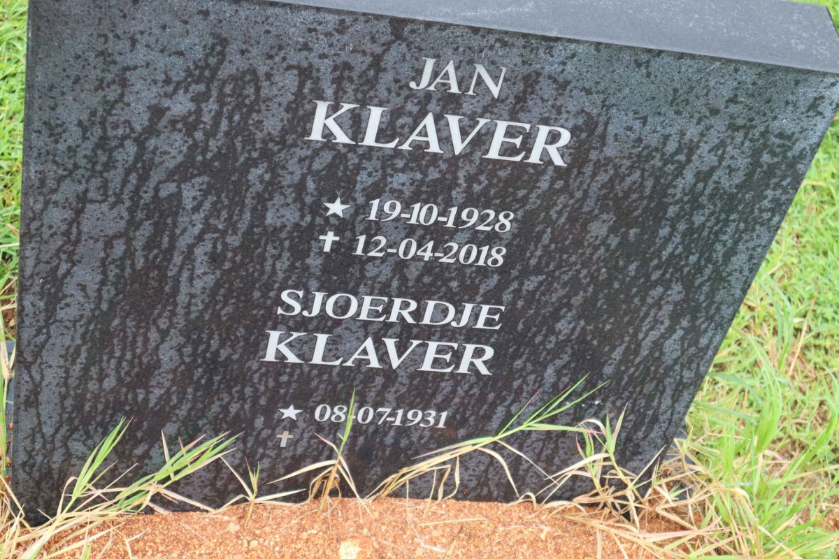 KLAVER Jan 1928-2018 &amp; Sjoerdje 1931-