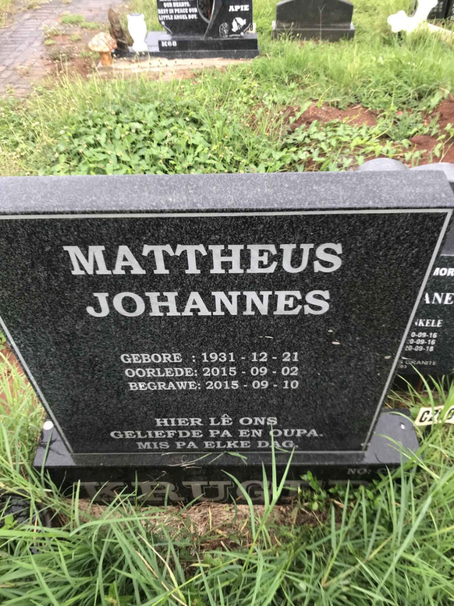 KRUGER Mattheus Johannes 1931-2002