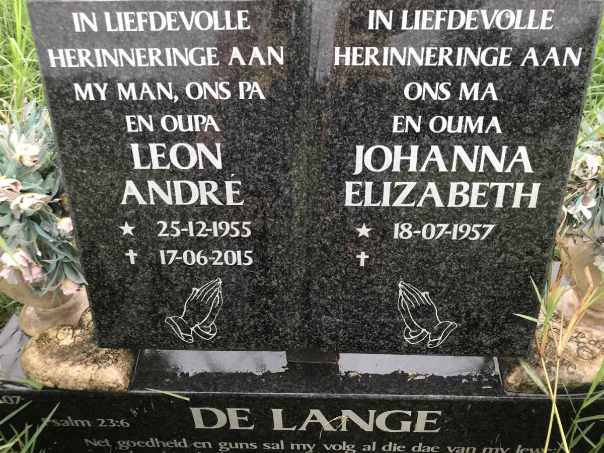 LANGE Leon Andre, de 1955-2015 &amp; Johanna Elizabeth 1957-