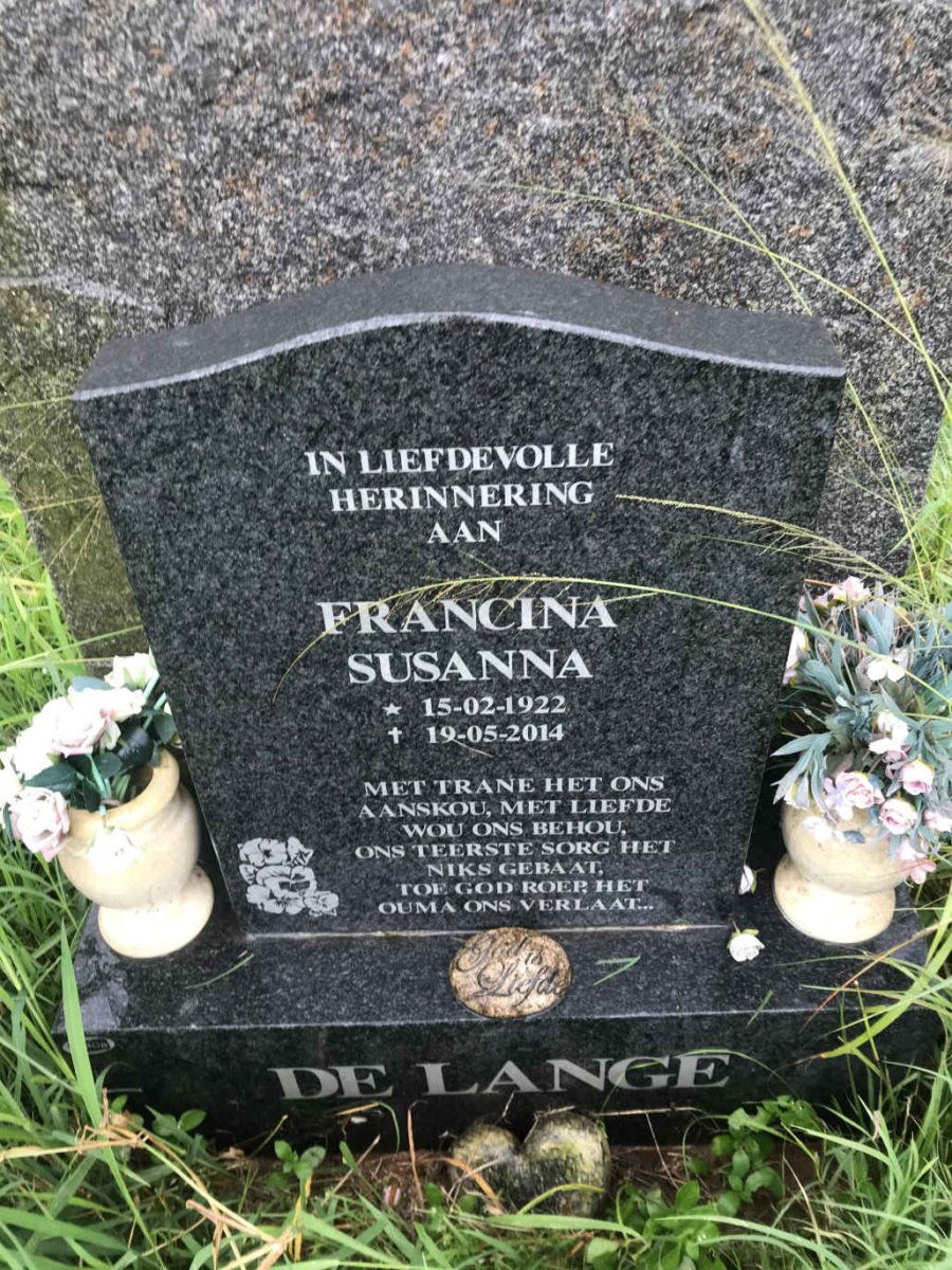 LANGE Francina Susanna, de 1922-2014