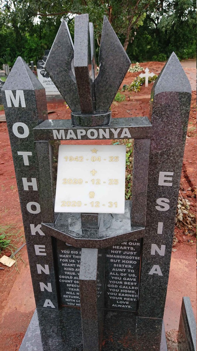 MAPONYA Mothokenna Esina 1942-2020