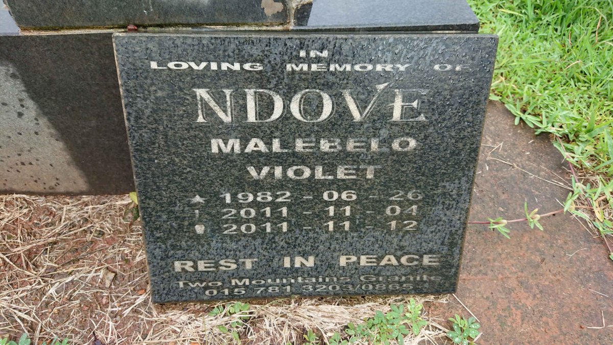 NDOVE Malebelo Violet 1982-2011