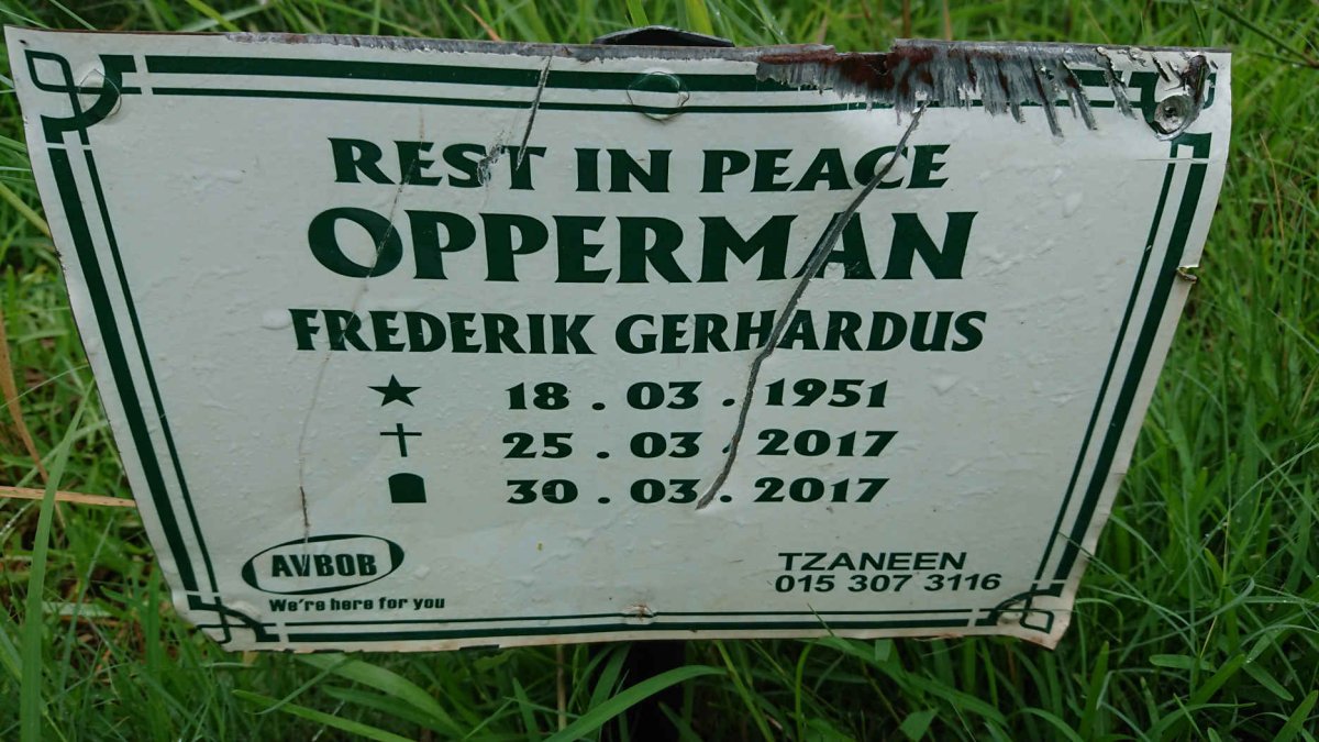 OPPERMAN Frederik Gerhardus 1951-2017