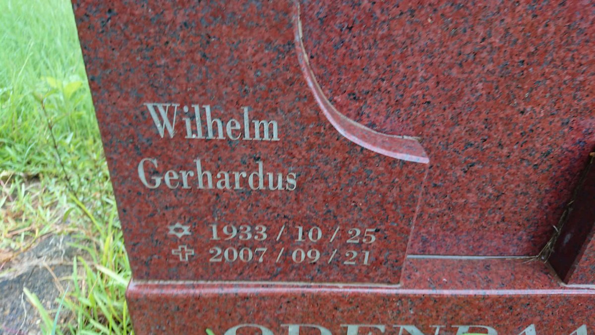ODENDAAL Wilhelm Gerhardus 1933-2007 &amp; Maria Johanna Elizabeth 1937-2017