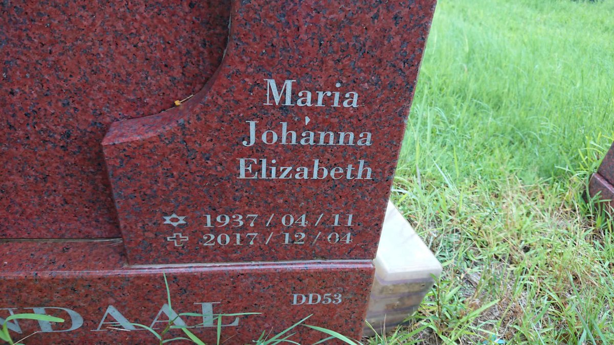 ODENDAAL Wilhelm Gerhardus 1933-2007 &amp; Maria Johanna Elizabeth 1937-2017