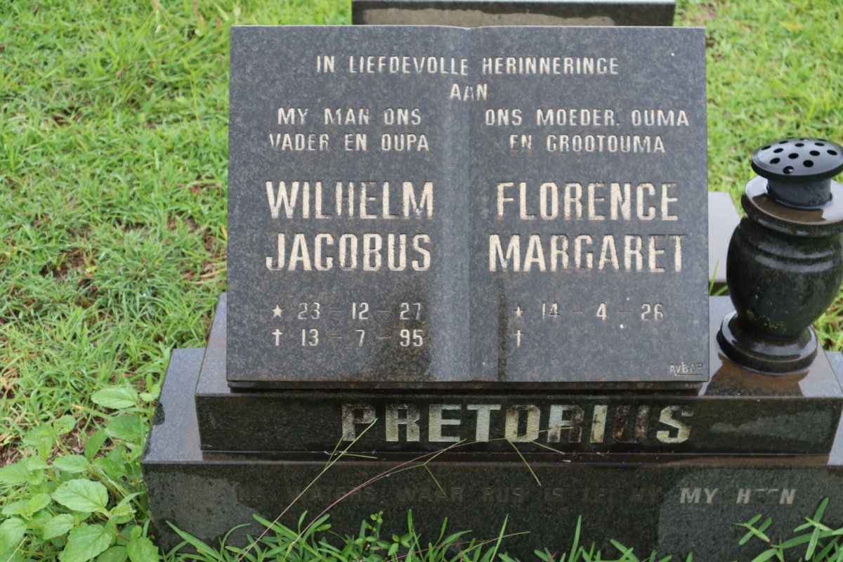 PRETORIUS Wilhelm Jacobus 1927-1995 &amp; Florence Margaret 1926-