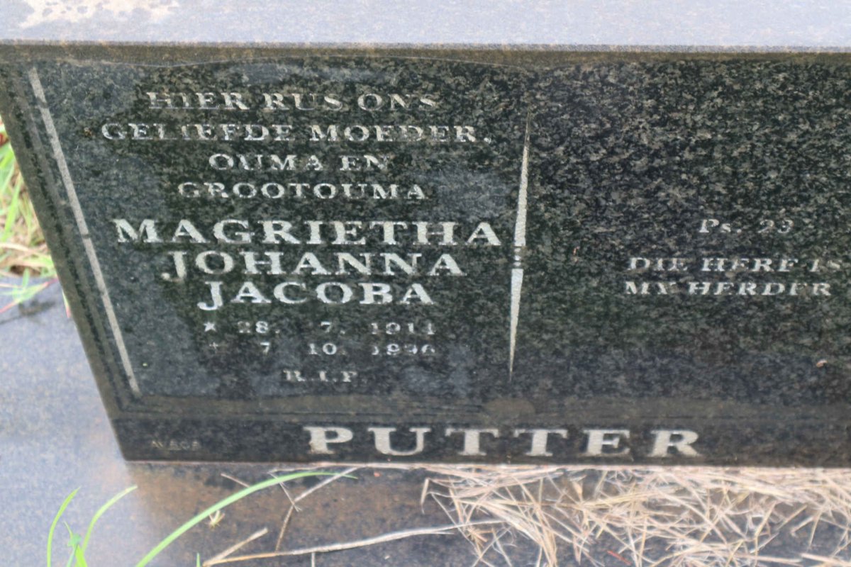 PUTTER Magrietha Johanna Jacoba 1911-1996