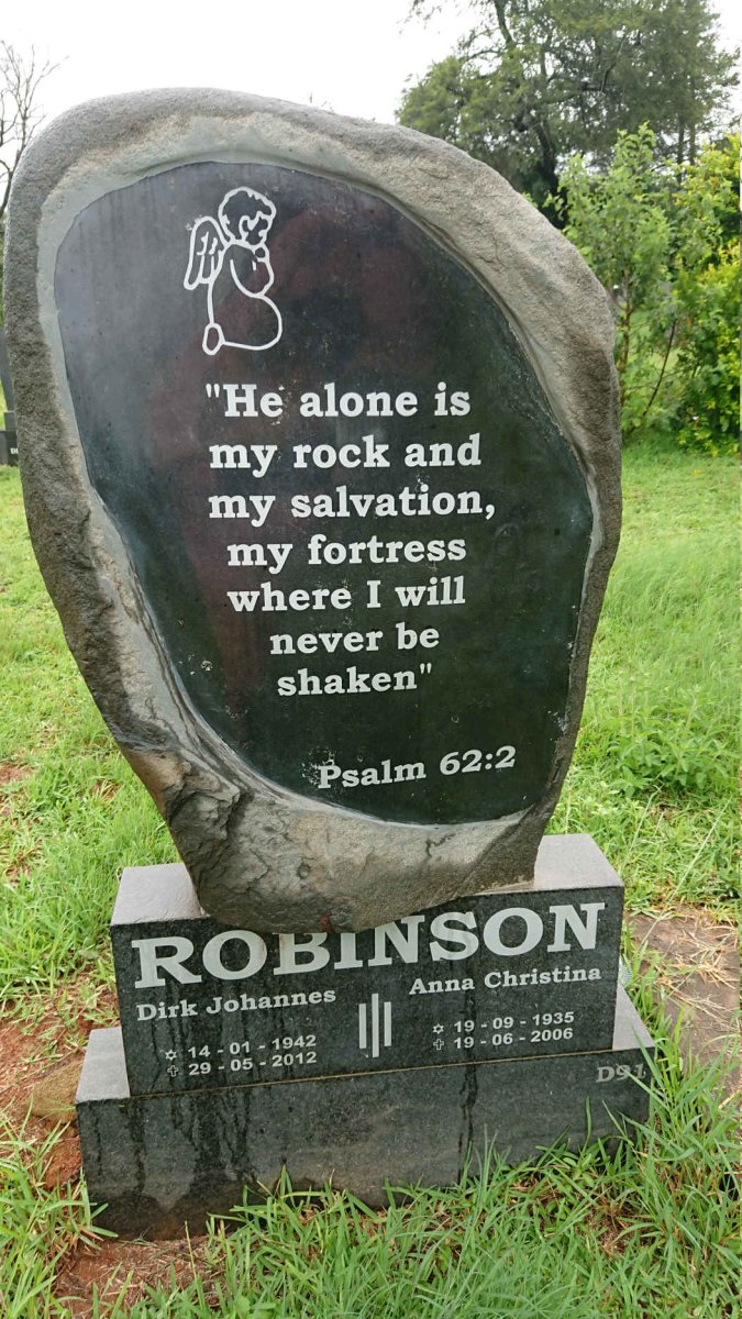 ROBINSON Dirk Johannes 1942-2012 &amp; Anna Christina 1935-2006