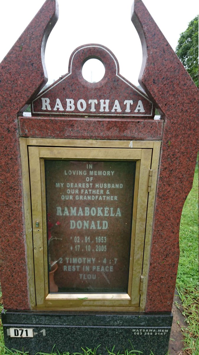 RABOTHATA Ramabokela Donald 1953-2005