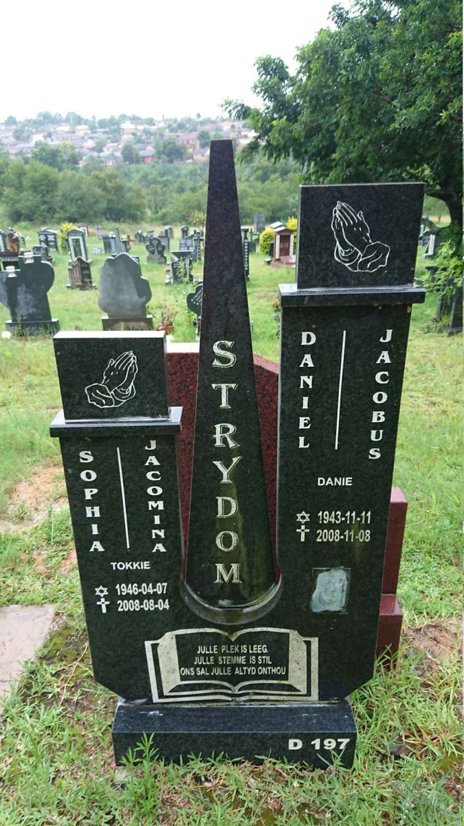 STRYDOM Daniel Jacobus 1943-2008 &amp; Sophia Jacomina 1946-2008