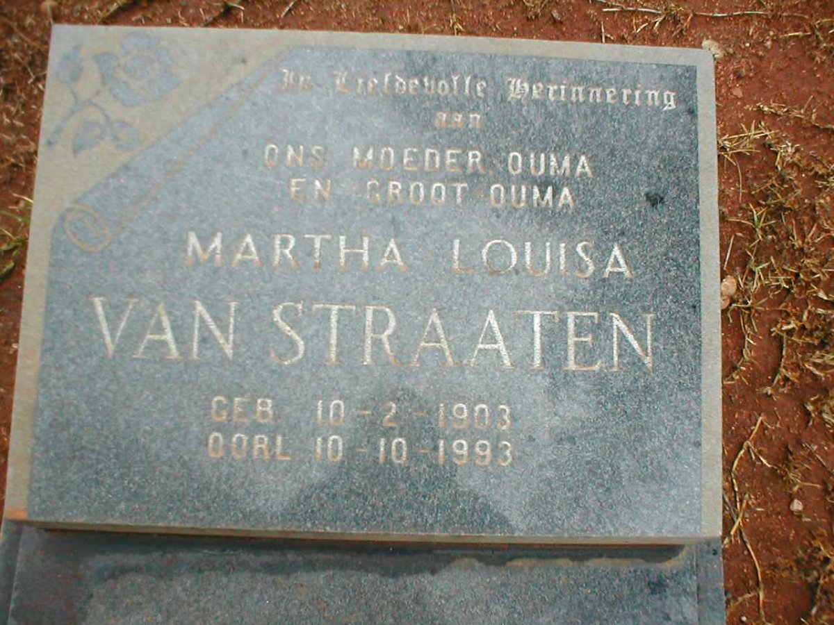 STRAATEN Martha Louisa, Van 1903-1993