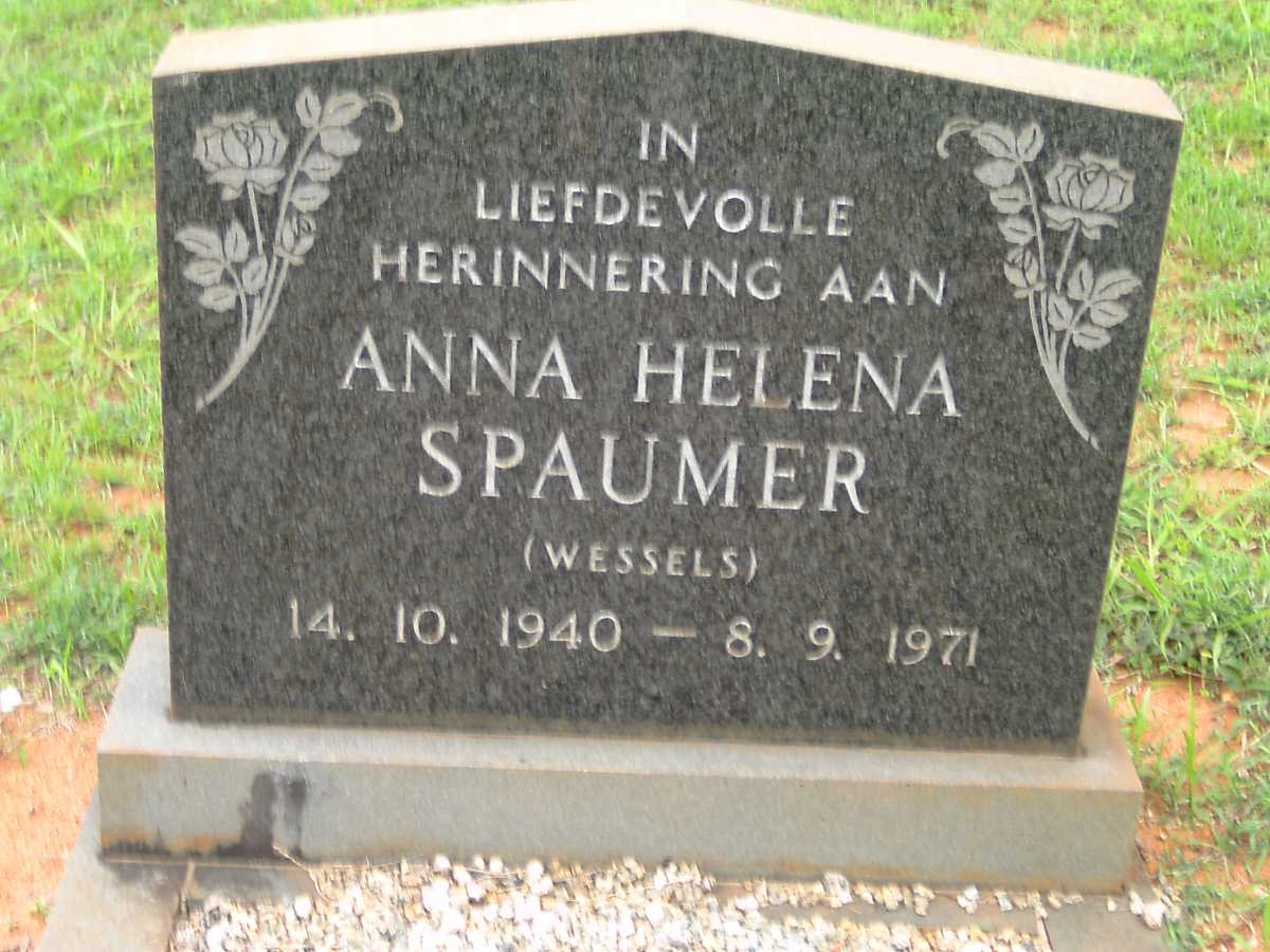 SPAUMER Anna Helena nee WESSELS 1940-1971