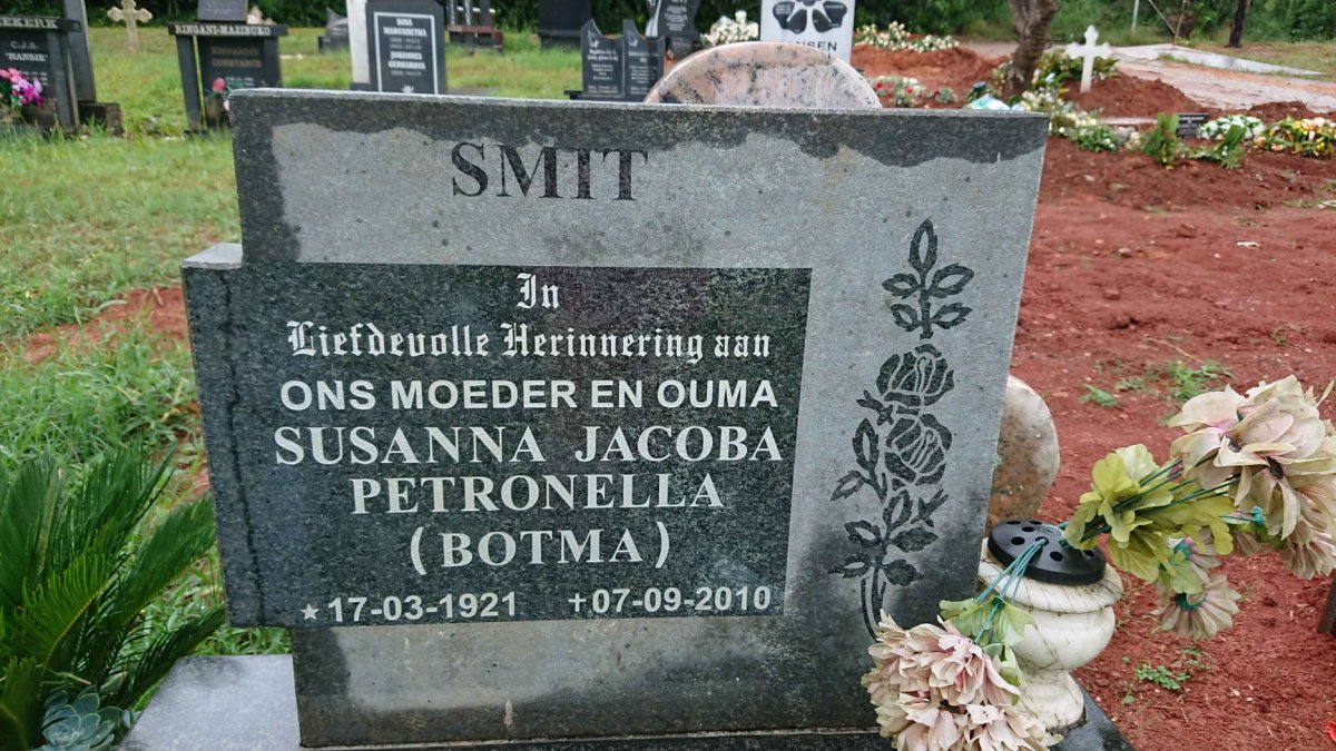 SMIT Susanna Jacoba Petronella nee BOTMA 1921-2010